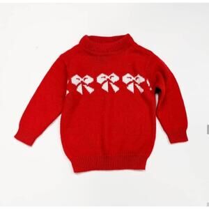 Vintage Piggy Bank Red Bow Sweater Sz 12-18m